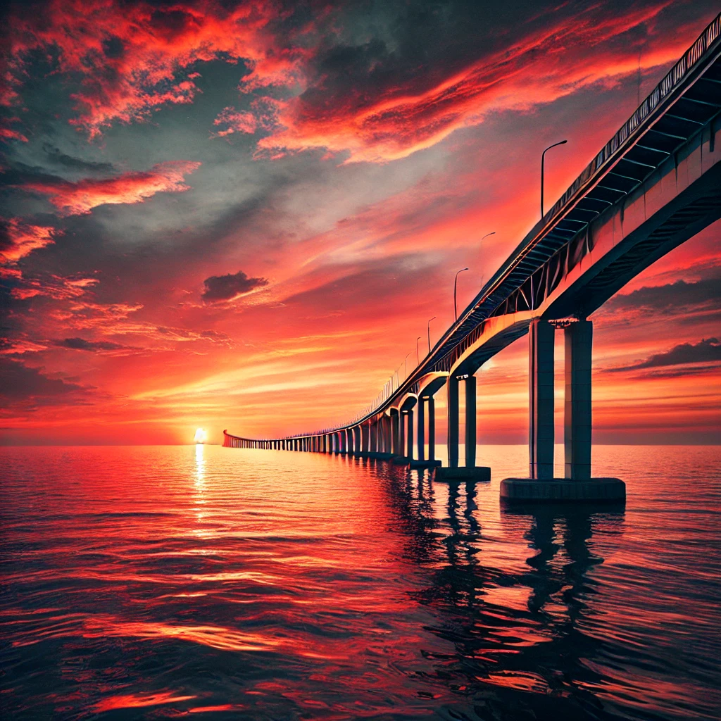 夕日の海岸